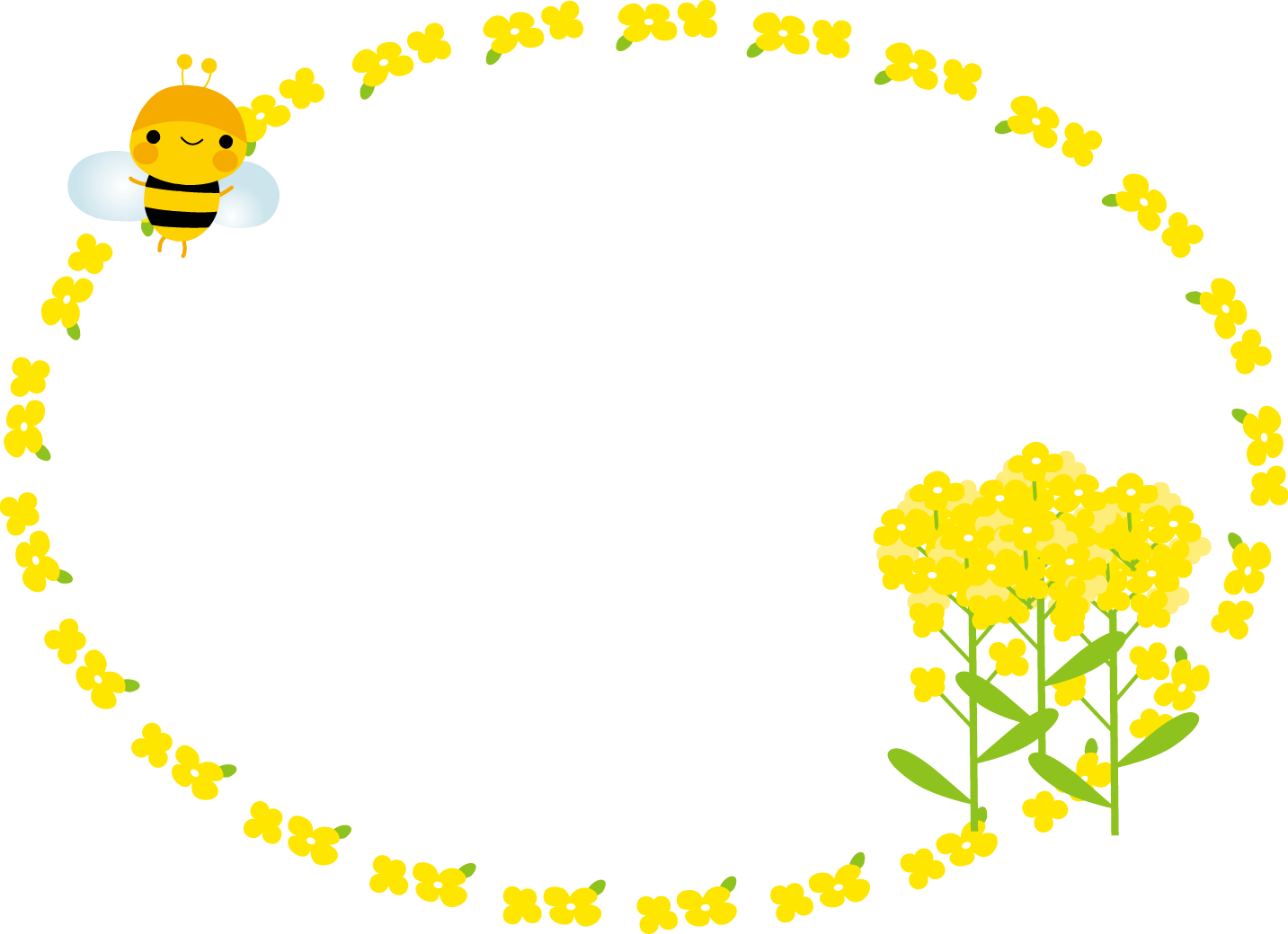 菜の花とみつばちのイラスト 無料イラスト フリー素材