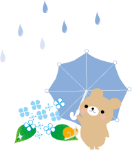 あじさい・かたつむり・雨の日のイラスト