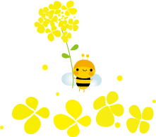 菜の花とミツバチ（みつばち）のイラスト1