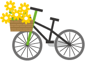 お花と自転車のイラスト