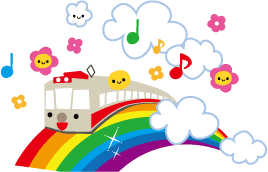 虹と電車のイラスト