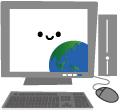 地球とパソコンのイラスト