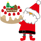 サンタクロースとクリスマスケーキのイラスト1
