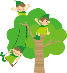 木と子供のイラスト